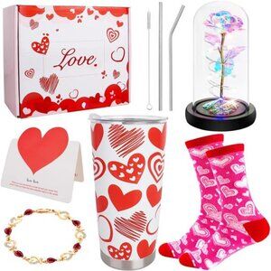 Valentines Day Gifts for Her, 8 PCS Romantic Gift Set Includes 20 oz Tumbler